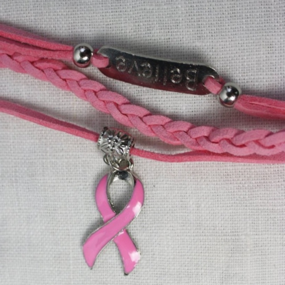 Breast Cancer Ribbon Charm Bracelets - Picture 3 of 4